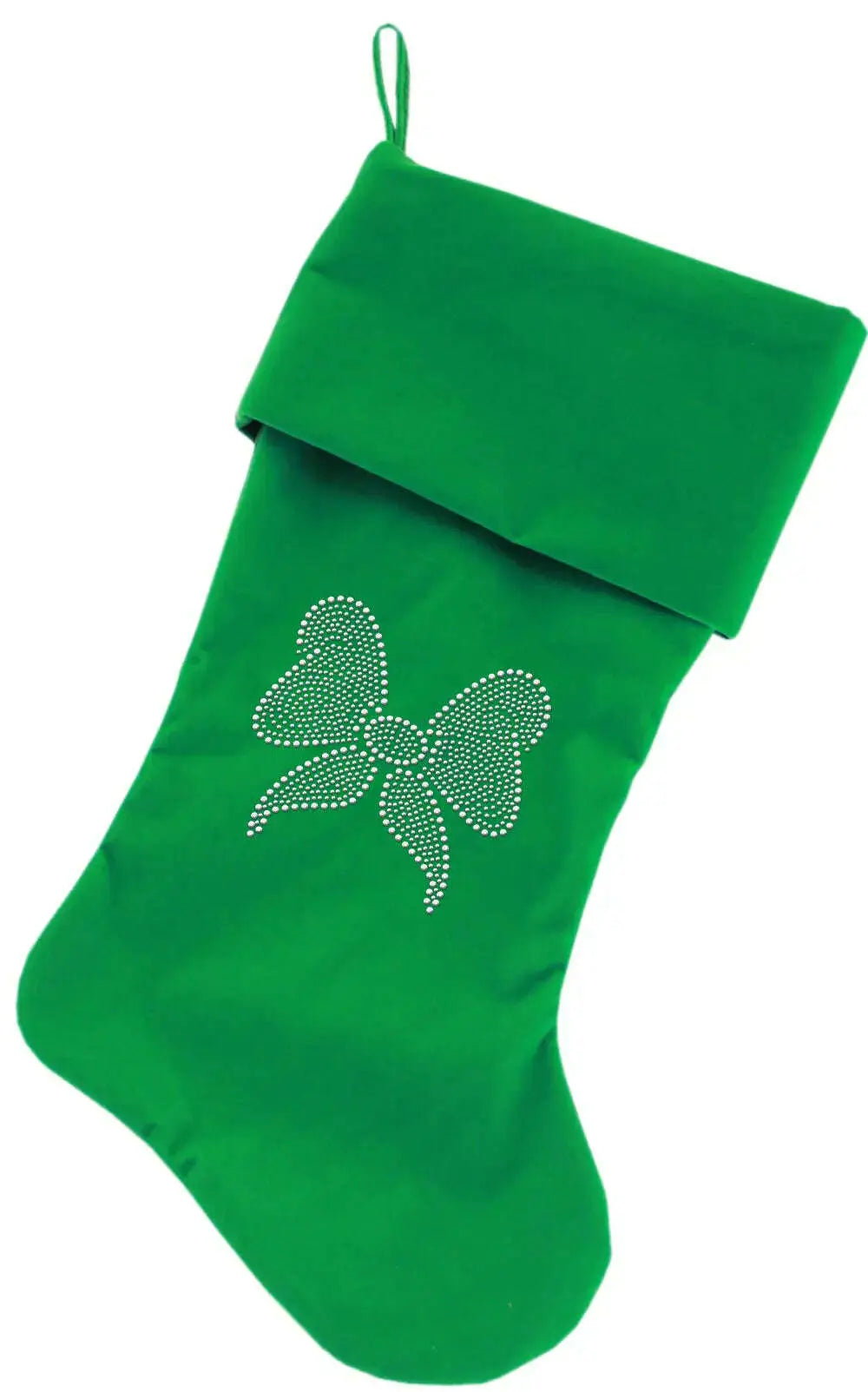 Clear-Bow-Rhinestone-18-Inch-Velvet-Christmas-Stocking-Green-GreatEagleInc-319867216