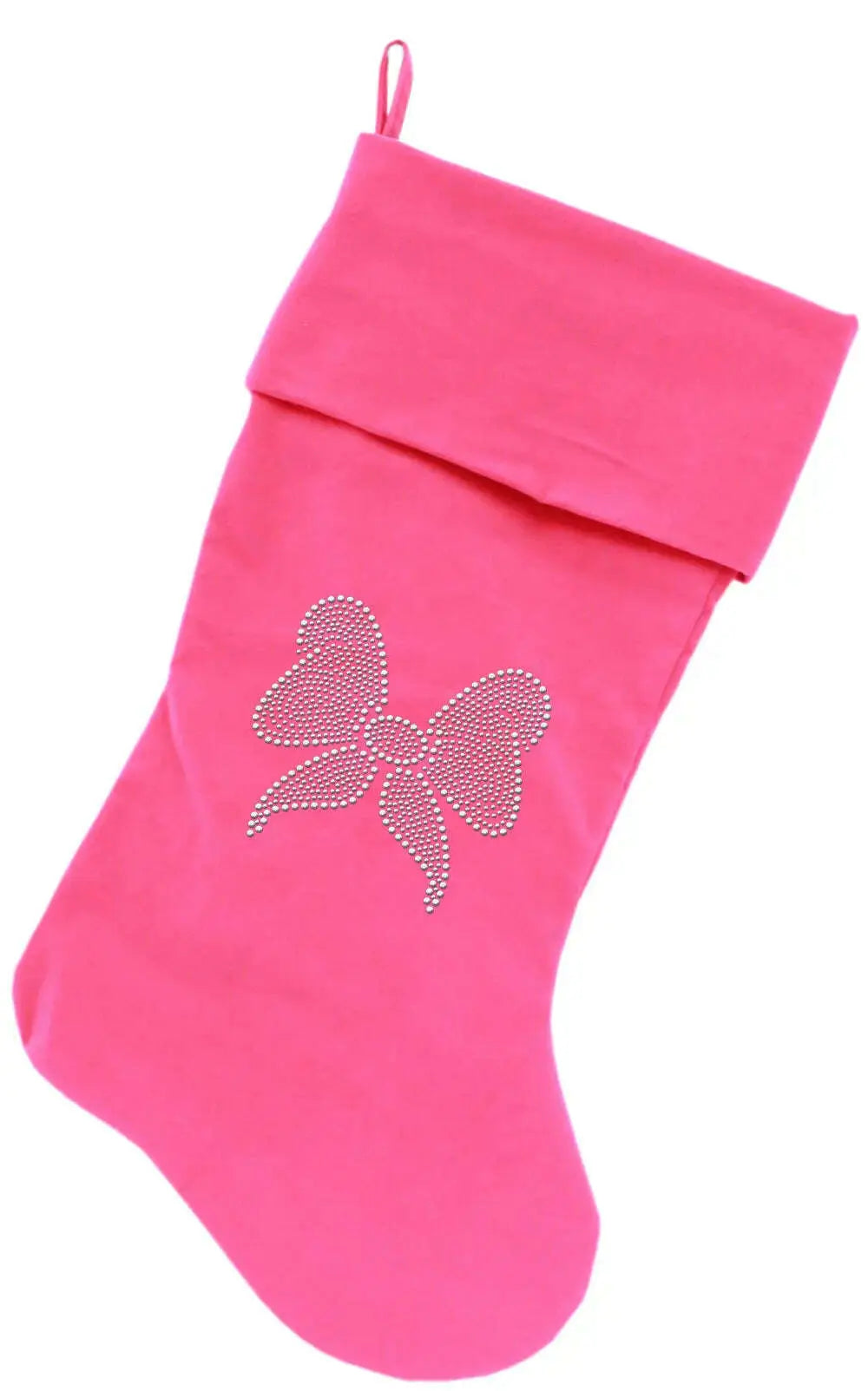 Clear-Bow-Rhinestone-18-Inch-Velvet-Christmas-Stocking-Pink-GreatEagleInc-319867170