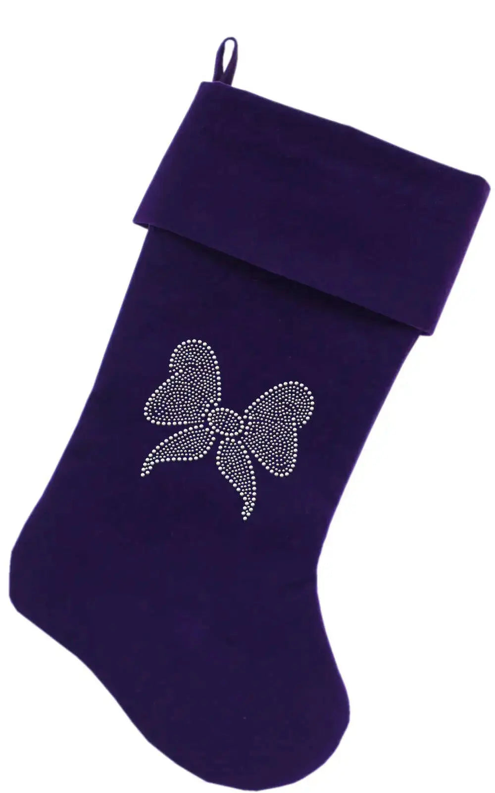 Clear-Bow-Rhinestone-18-Inch-Velvet-Christmas-Stocking-Purple-GreatEagleInc-319867086