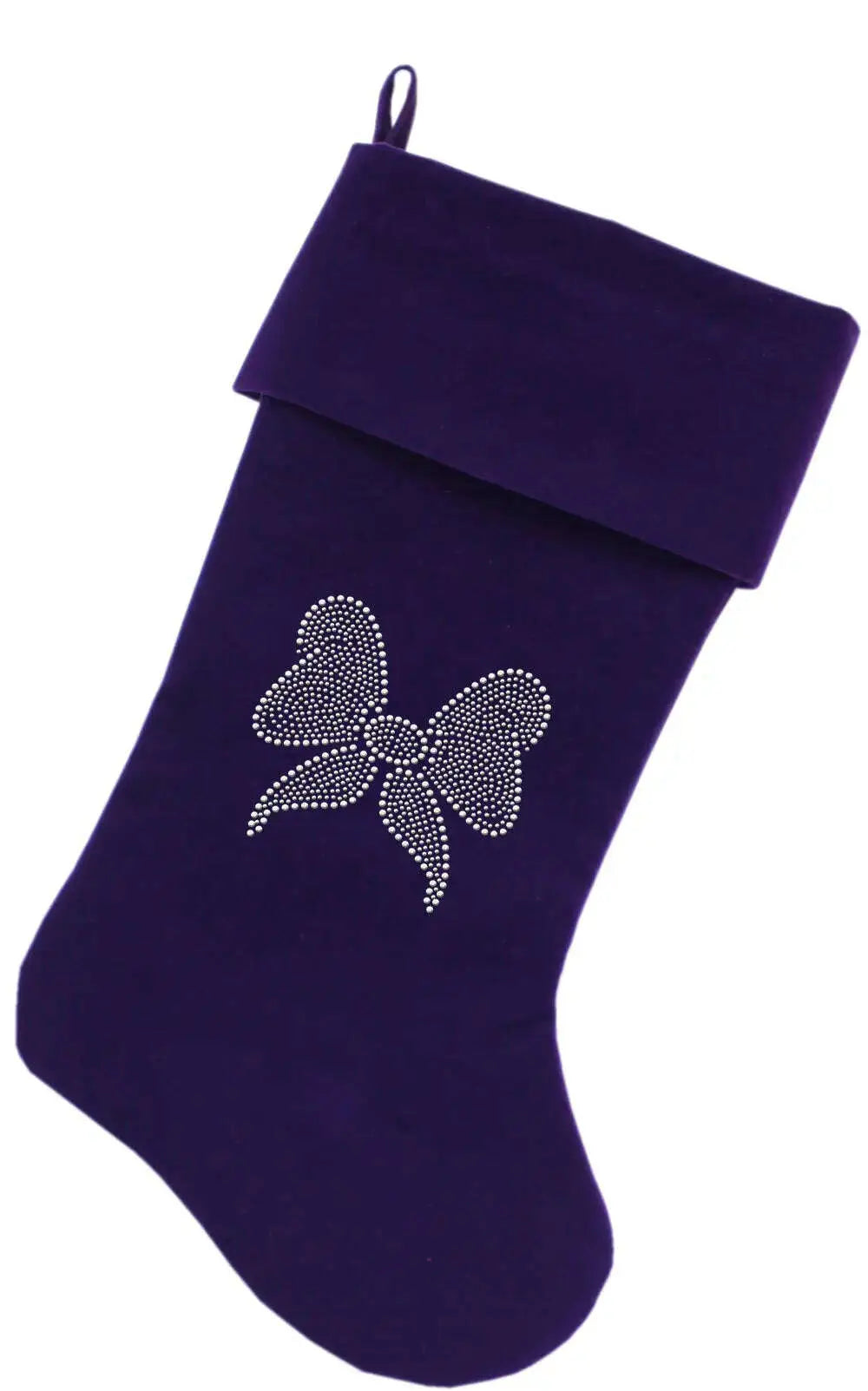 Clear-Bow-Rhinestone-18-Inch-Velvet-Christmas-Stocking-Purple-GreatEagleInc-319867086