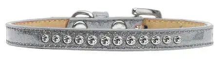 Clear-Crystal-Size-14-Silver-Puppy-Ice-Cream-Collar-GreatEagleInc-319628787