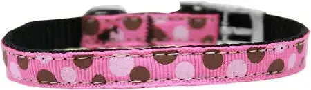 Confetti-Dots-Nylon-Dog-Collar-With-Classic-Buckle-3-8_-Bright-Pink-Size-14-GreatEagleInc-333688945