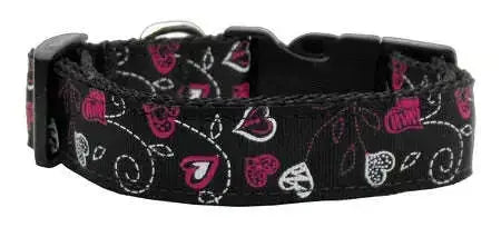 Crazy-Hearts-Nylon-Collars-Black-Sm-GreatEagleInc-318818531