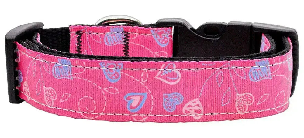 Crazy-Hearts-Nylon-Collars-Bright-Pink-Sm-GreatEagleInc-318523482