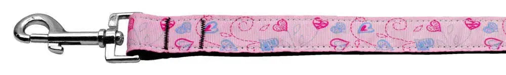 Crazy-Hearts-Nylon-Collars-Light-Pink-1-Wide-6ft-Lsh-GreatEagleInc-318588824