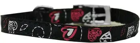 Crazy-Hearts-Nylon-Dog-Collar-With-Classic-Buckles-3-8_-Black-Size-8-GreatEagleInc-333690033