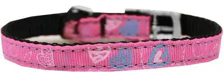 Crazy-Hearts-Nylon-Dog-Collar-With-Classic-Buckles-3-8_-Bright-Pink-Size-10-GreatEagleInc-333689968