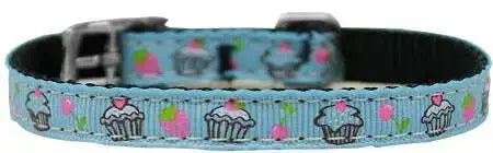 Cupcakes-Nylon-Dog-Collar-With-Classic-Buckle-3-8_-Blue-Size-10-GreatEagleInc-333685556