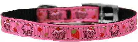 Cupcakes-Nylon-Dog-Collar-With-Classic-Buckle-3-8_-Pink-Size-10-GreatEagleInc-333850287