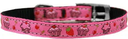 Cupcakes-Nylon-Dog-Collar-With-Classic-Buckle-3-8_-Pink-Size-10-GreatEagleInc-333850287