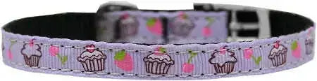 Cupcakes-Nylon-Dog-Collar-With-Classic-Buckle-3-8_-Purple-Size-10-GreatEagleInc-333684869