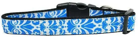 Damask-Blue-Nylon-Dog-Collar-Medium-Narrow-GreatEagleInc-333699650