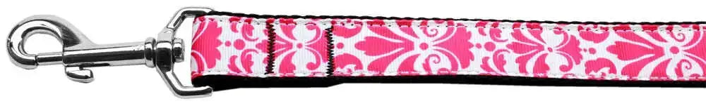Damask-Bright-Pink-Nylon-Dog-Leash-3-8-Inch-Wide-6ft-Long-GreatEagleInc-333699469