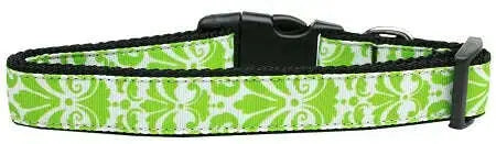Damask-Lime-Green-Nylon-Cat-Collar-GreatEagleInc-333698689