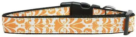 Damask-Orange-Nylon-Dog-Collar-Xs-GreatEagleInc-333698043