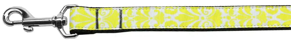 Damask-Yellow-Nylon-Dog-Leash-5-8-Inch-Wide-6ft-Long-GreatEagleInc-333697140
