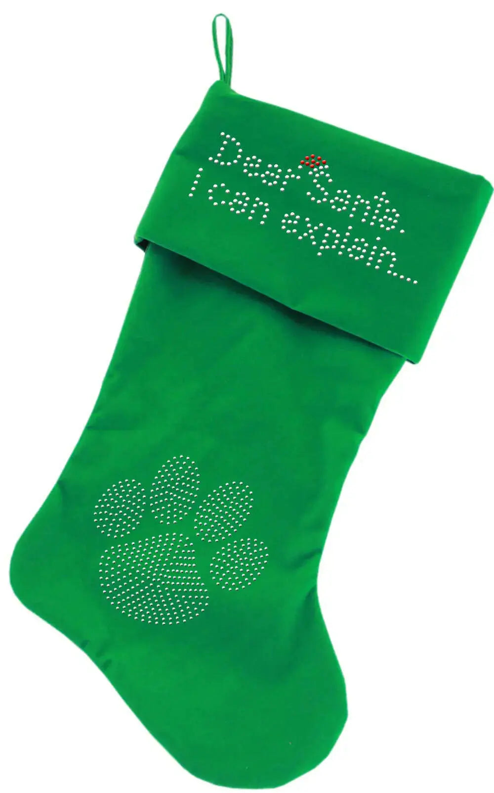 Dear-Santa-I-Can-Explain-Rhinestone-18-Inch-Velvet-Christmas-Stocking-Green-GreatEagleInc-319869520