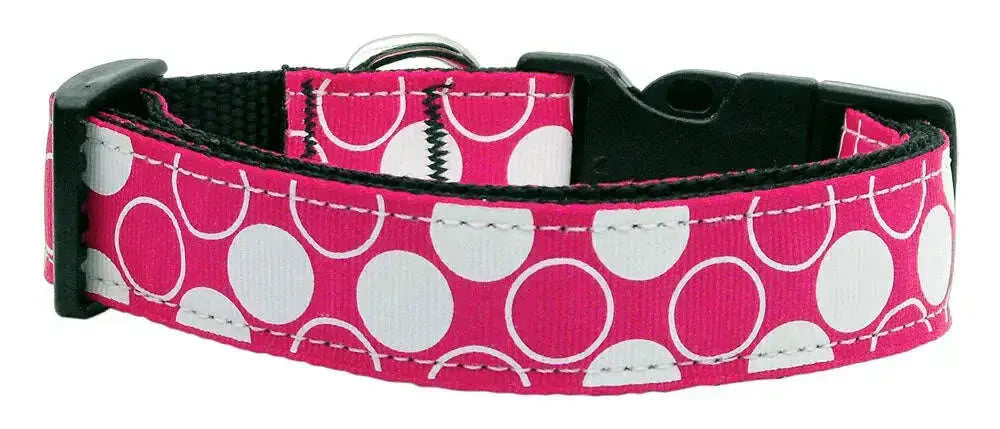 Diagonal-Dots-Nylon-Collar-Bright-Pink-Medium-GreatEagleInc-318900899