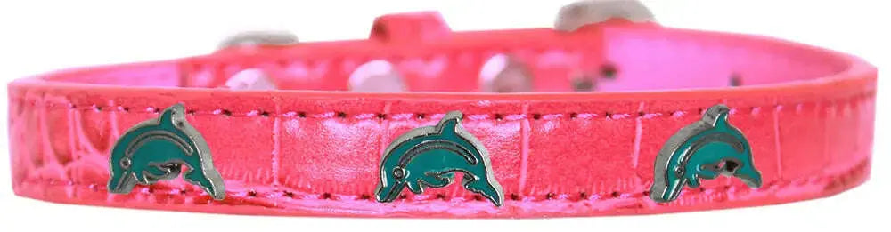 Dolphin-Widget-Croc-Dog-Collar-Bright-Pink-Size-18-GreatEagleInc-319971474