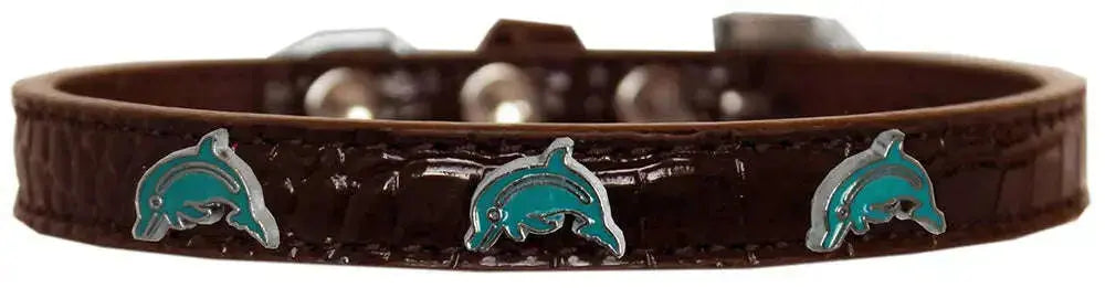 Dolphin-Widget-Croc-Dog-Collar-Chocolate-Size-14-GreatEagleInc-319971835