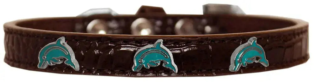 Dolphin-Widget-Croc-Dog-Collar-Chocolate-Size-16-GreatEagleInc-319971910
