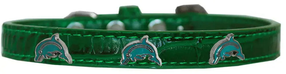 Dolphin-Widget-Croc-Dog-Collar-Emerald-Green-Size-18-GreatEagleInc-319973231
