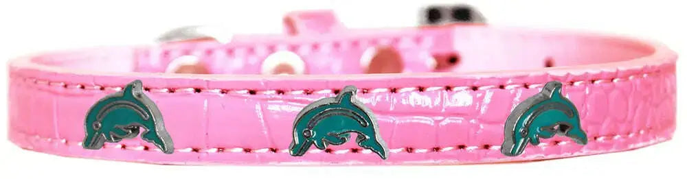 Dolphin-Widget-Croc-Dog-Collar-Light-Pink-Size-18-GreatEagleInc-319973865