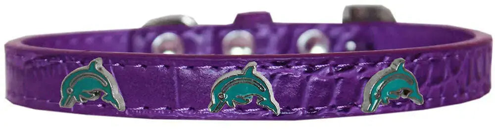Dolphin-Widget-Croc-Dog-Collar-Purple-Size-16-GreatEagleInc-319974335