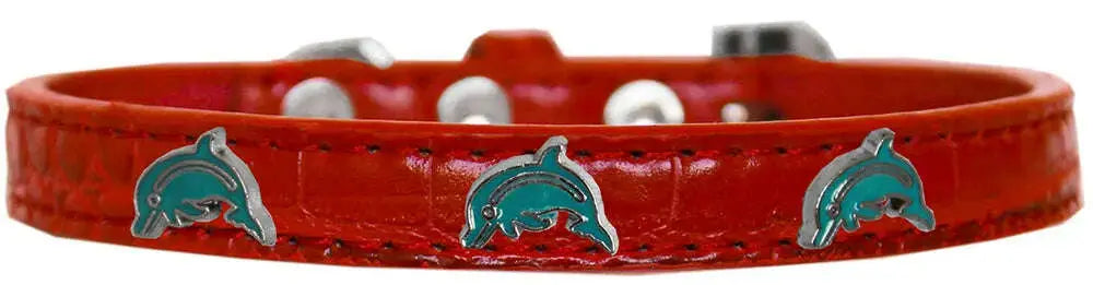 Dolphin-Widget-Croc-Dog-Collar-Red-Size-12-GreatEagleInc-319974759
