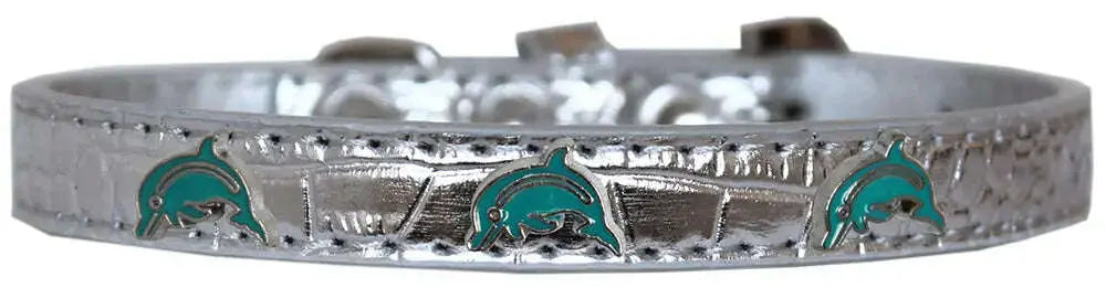 Dolphin-Widget-Croc-Dog-Collar-Silver-Size-10-GreatEagleInc-319975236