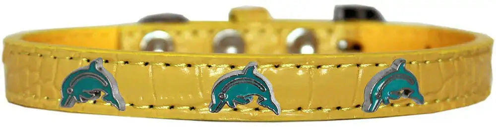 Dolphin-Widget-Croc-Dog-Collar-Yellow-Size-14-GreatEagleInc-319976054