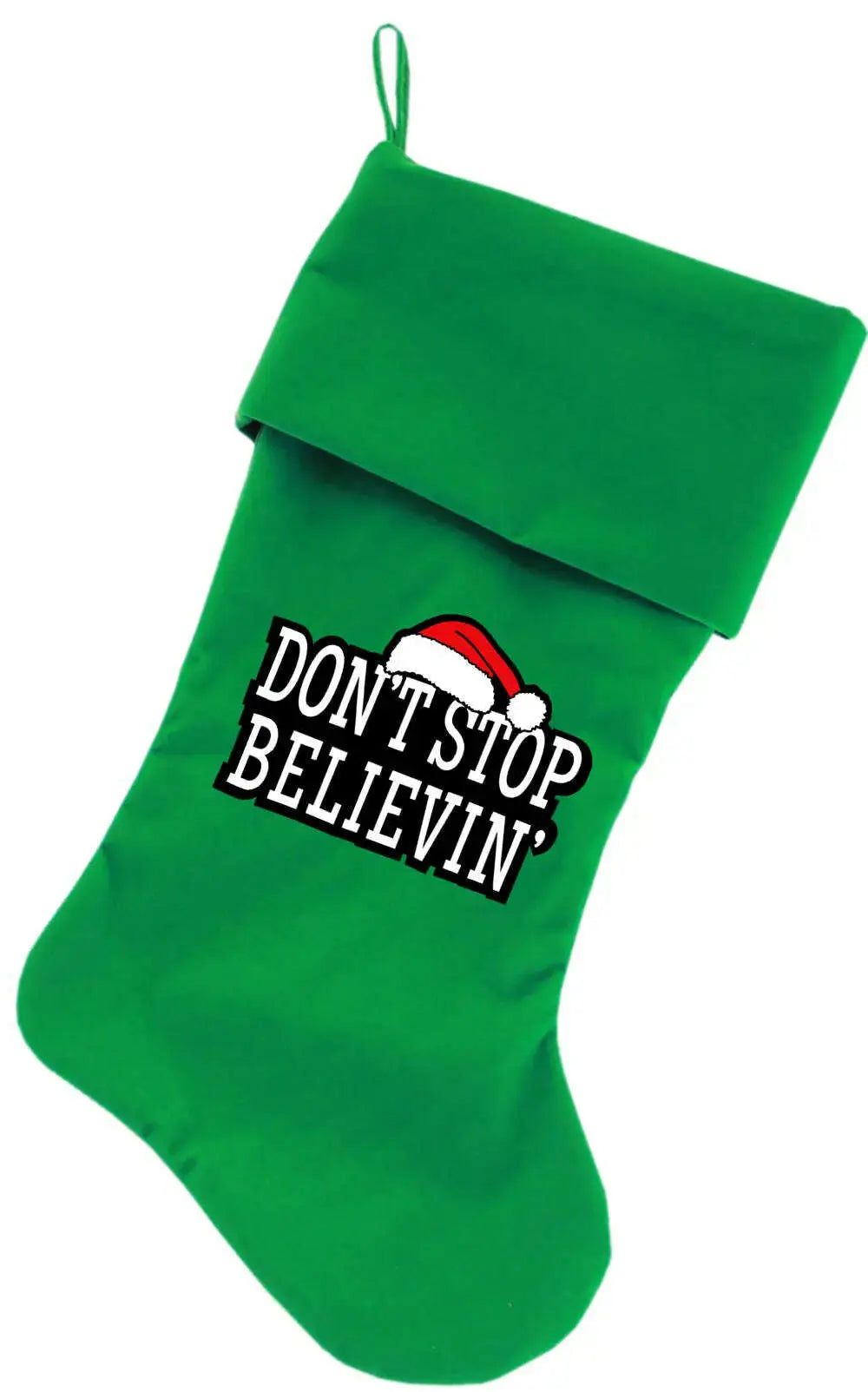 Don_t-Stop-Believin-Screen-Print-18-Inch-Velvet-Christmas-Stocking-Green-GreatEagleInc-333735199