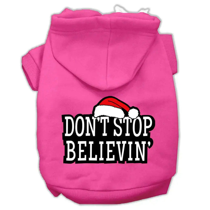 Don_t-Stop-Believin_-Screenprint-Pet-Hoodies-Bright-Pink-Size-S-GreatEagleInc-319395514