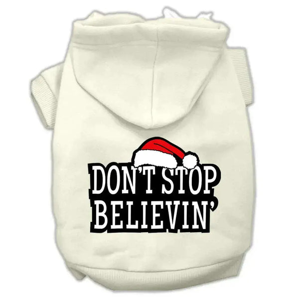 Don_t-Stop-Believin_-Screenprint-Pet-Hoodies-Cream-Size-M-GreatEagleInc-319396339