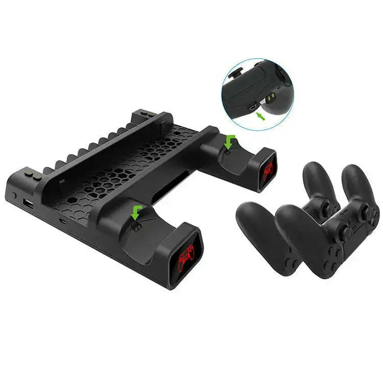 Dual-Controller-Charger-For-Playstation-4-PS4-Slim-PS4-Pro-Console-Vertical-Cooling-Stand-Charging-Station-4-Connector-GreatEagleInc-333983471