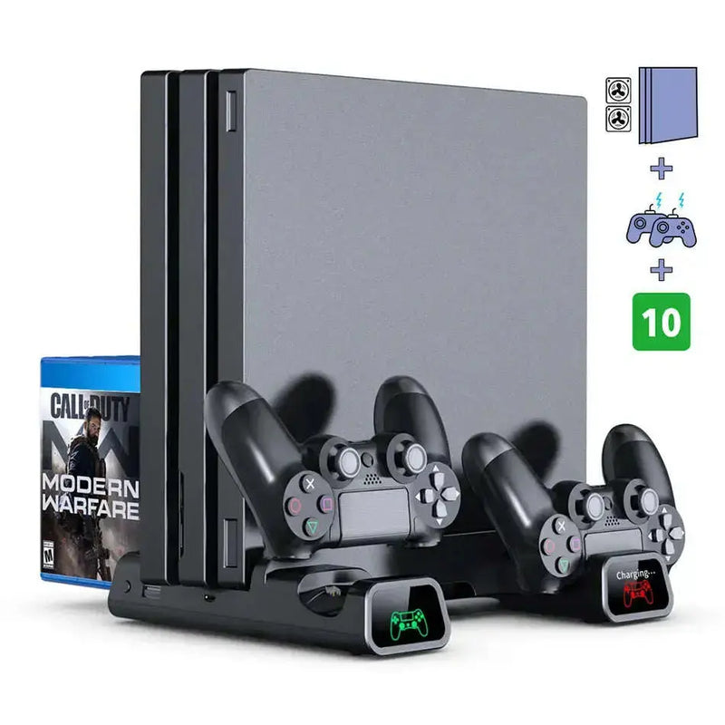 Dual-Controller-Charger-For-Playstation-4-PS4-Slim-PS4-Pro-Console-Vertical-Cooling-Stand-Charging-Station-4-Connector-GreatEagleInc-333983755