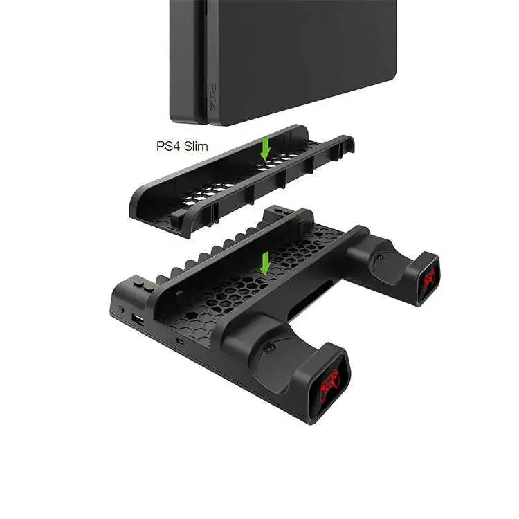 Dual-Controller-Charger-For-Playstation-4-PS4-Slim-PS4-Pro-Console-Vertical-Cooling-Stand-Charging-Station-4-Connector-GreatEagleInc-333983836
