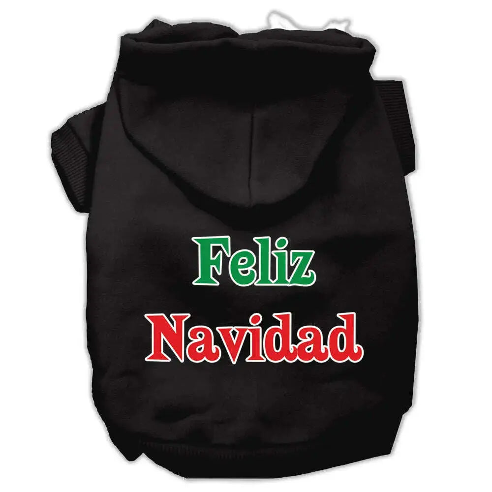 Feliz-Navidad-Screen-Print-Pet-Hoodies-Black-L-GreatEagleInc-319390856