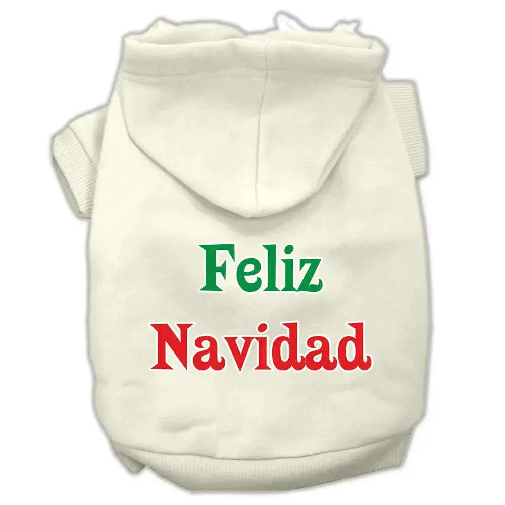 Feliz-Navidad-Screen-Print-Pet-Hoodies-Cream-Size-Xs-GreatEagleInc-319387485