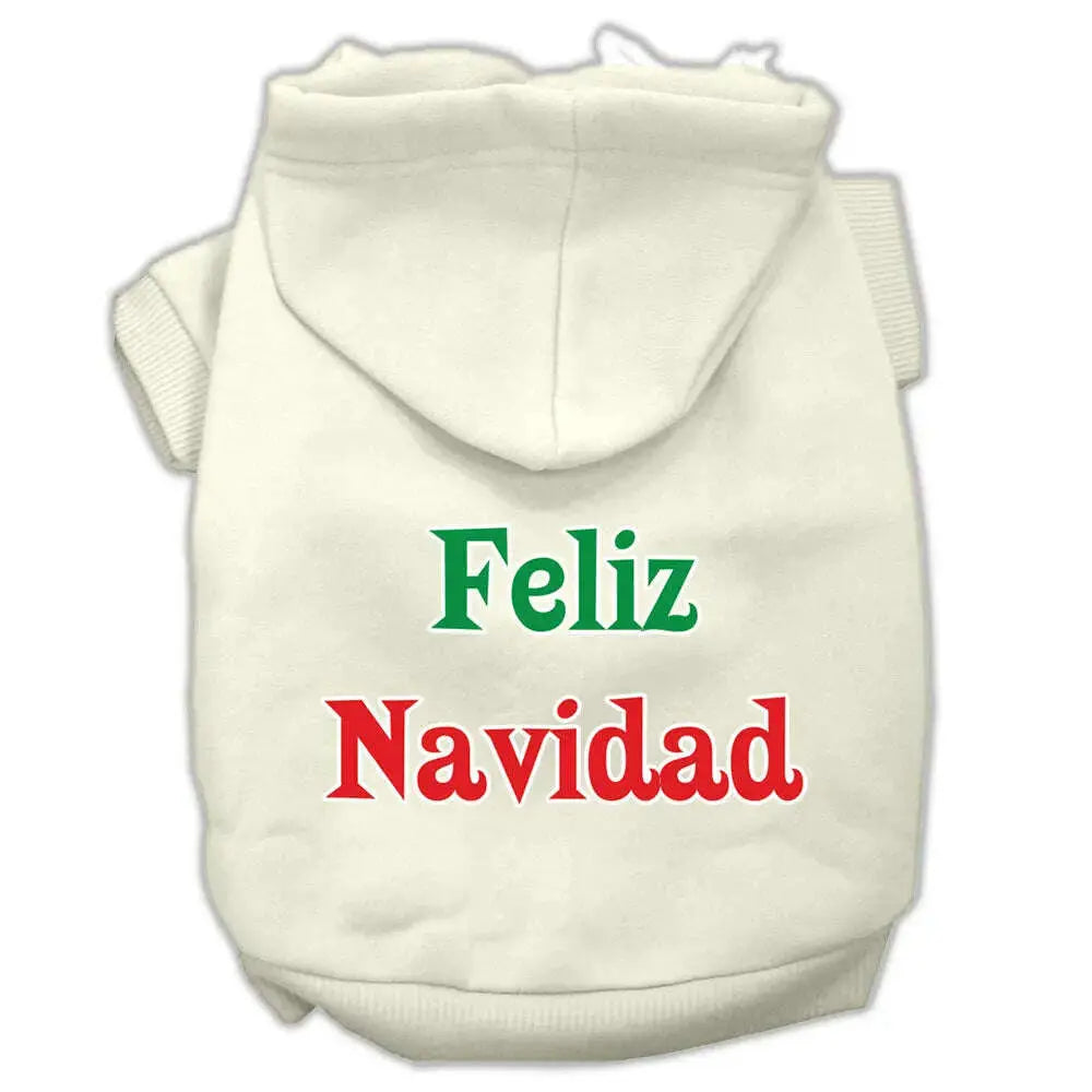 Feliz-Navidad-Screen-Print-Pet-Hoodies-Cream-Size-Xs-GreatEagleInc-319387485