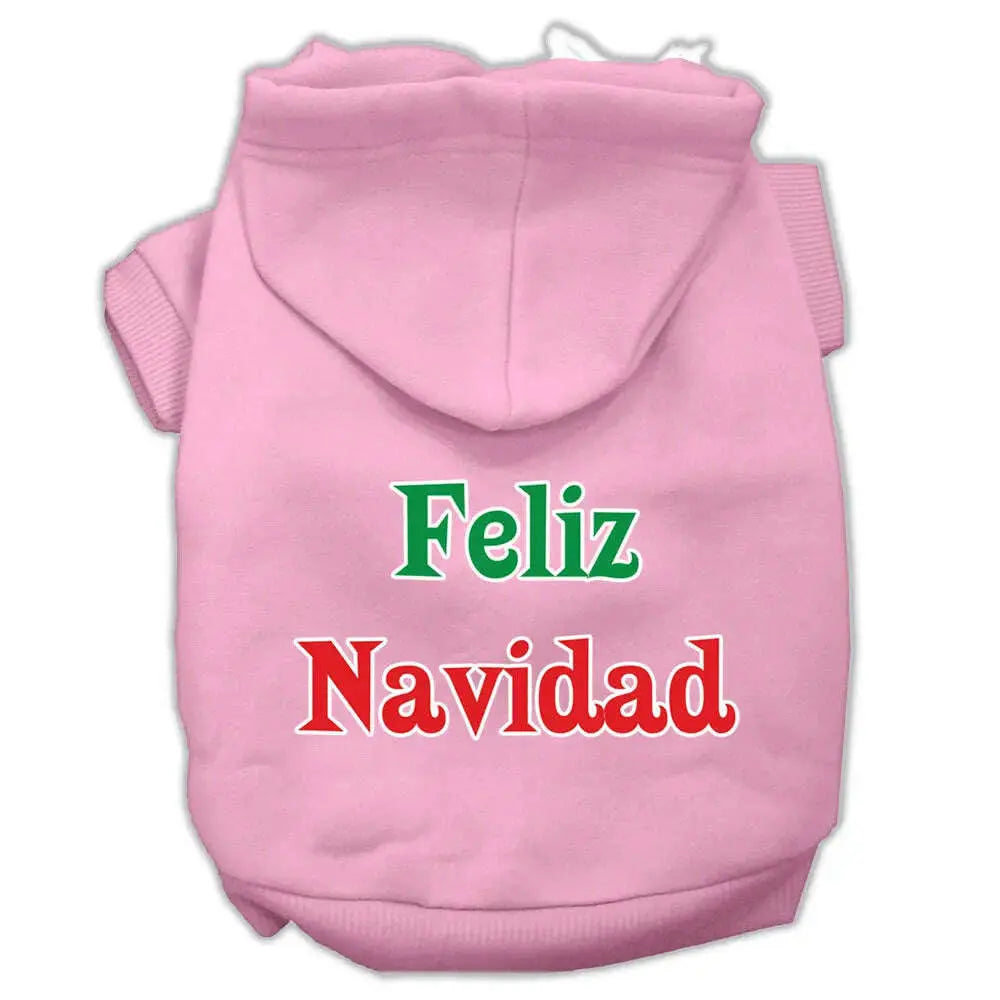 Feliz-Navidad-Screen-Print-Pet-Hoodies-Light-Pink-Xl-GreatEagleInc-319388222