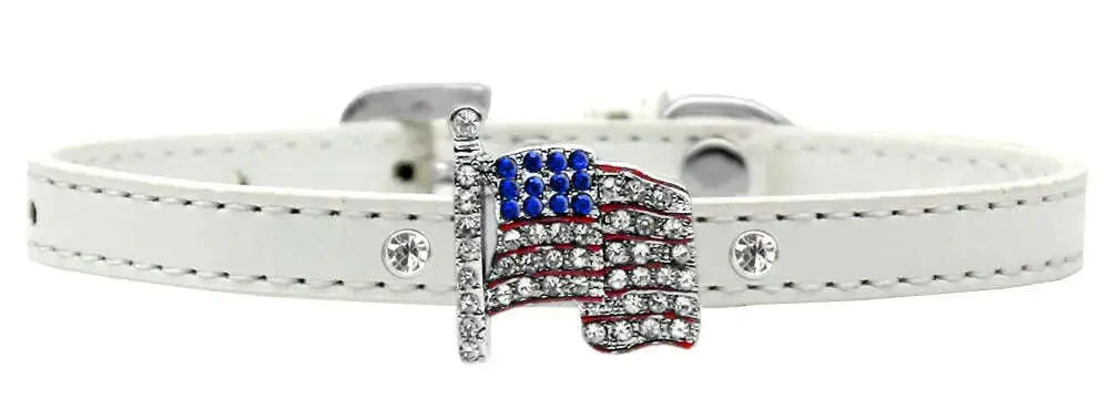Flag-Charm-Dog-Collar-White-Size-10-GreatEagleInc-333682218