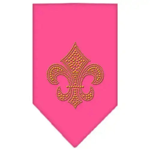 Fleur-De-Lis-Gold-Rhinestone-Bandana-Bright-Pink-Small-GreatEagleInc-319039278