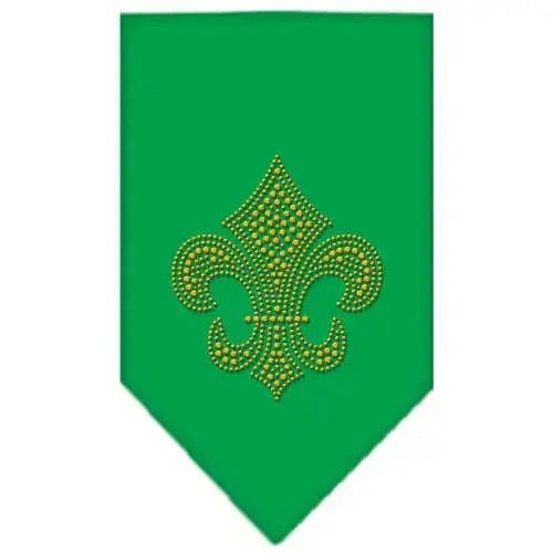 Fleur-De-Lis-Gold-Rhinestone-Bandana-Emerald-Green-Small-GreatEagleInc-319039079