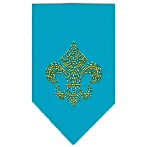 Fleur-De-Lis-Gold-Rhinestone-Bandana-Turquoise-Large-GreatEagleInc-319039638