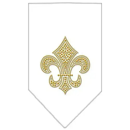 Fleur-De-Lis-Gold-Rhinestone-Bandana-White-Small-GreatEagleInc-319038148