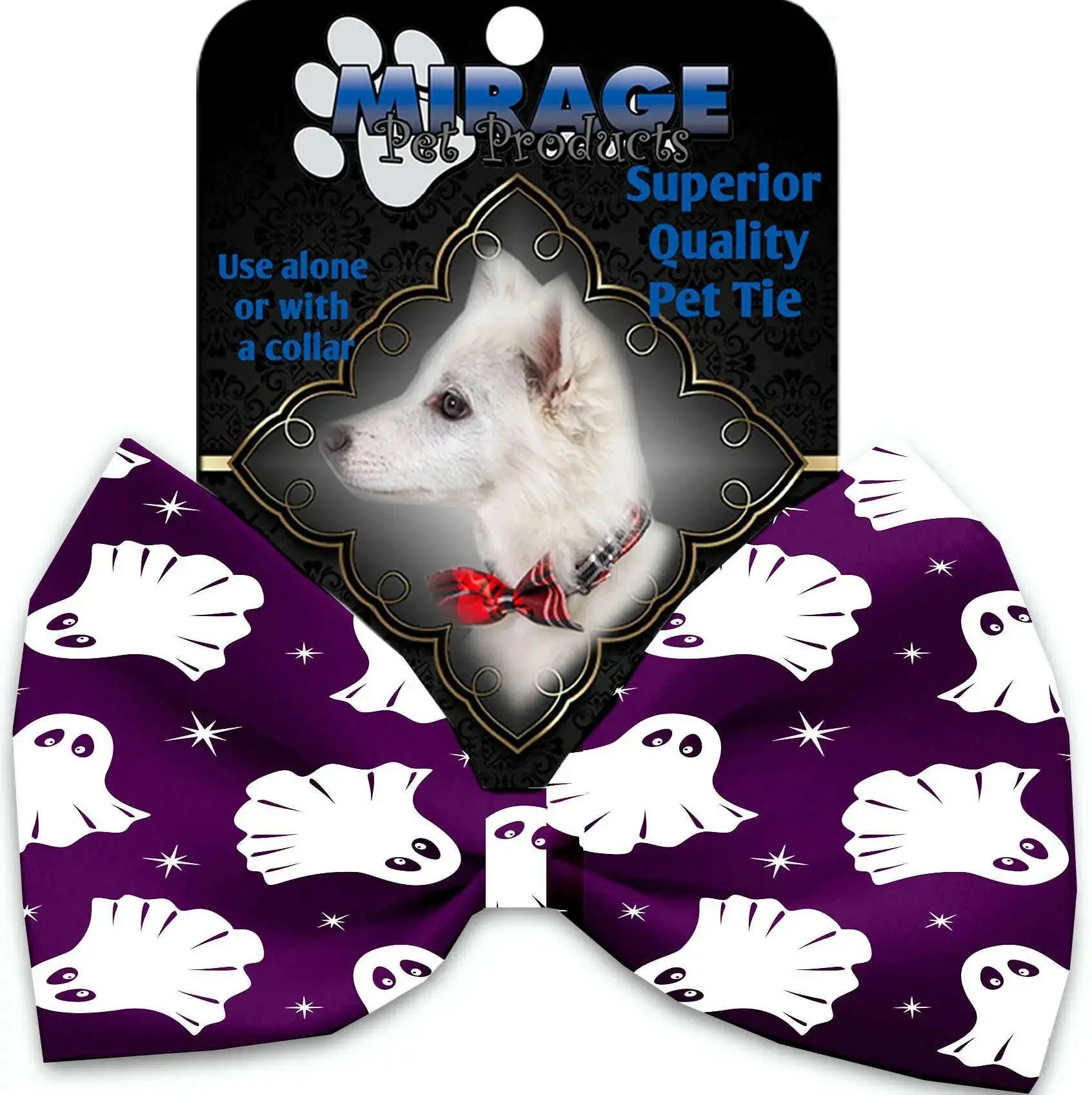 Ghosts-On-Purple-Pet-Bow-Tie-Collar-Accessory-With-Velcro-GreatEagleInc-320195472