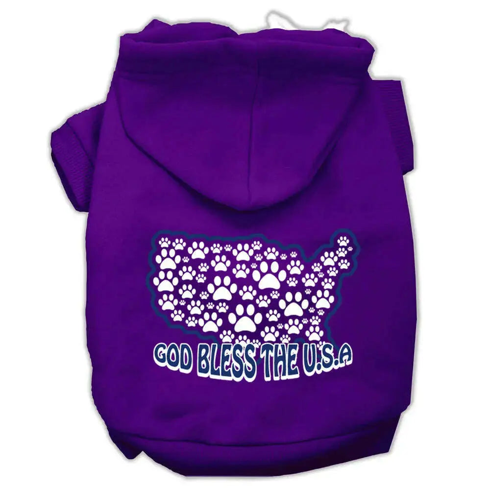 God-Bless-Usa-Screen-Print-Pet-Hoodies-Purple-Size-Xl-GreatEagleInc-319419910