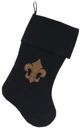 Gold-Fleur-De-Lis-Rhinestone-18-Inch-Velvet-Christmas-Stocking-Black-GreatEagleInc-319444137