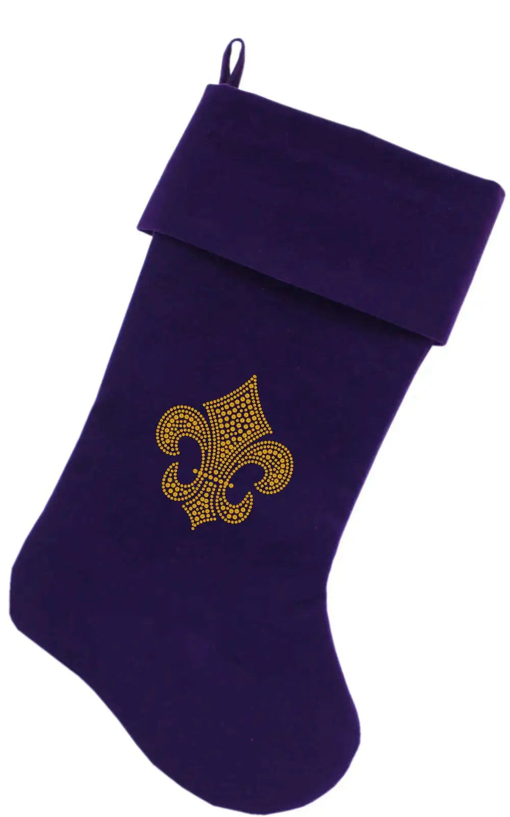Gold-Fleur-De-Lis-Rhinestone-18-Inch-Velvet-Christmas-Stocking-Purple-GreatEagleInc-319444029
